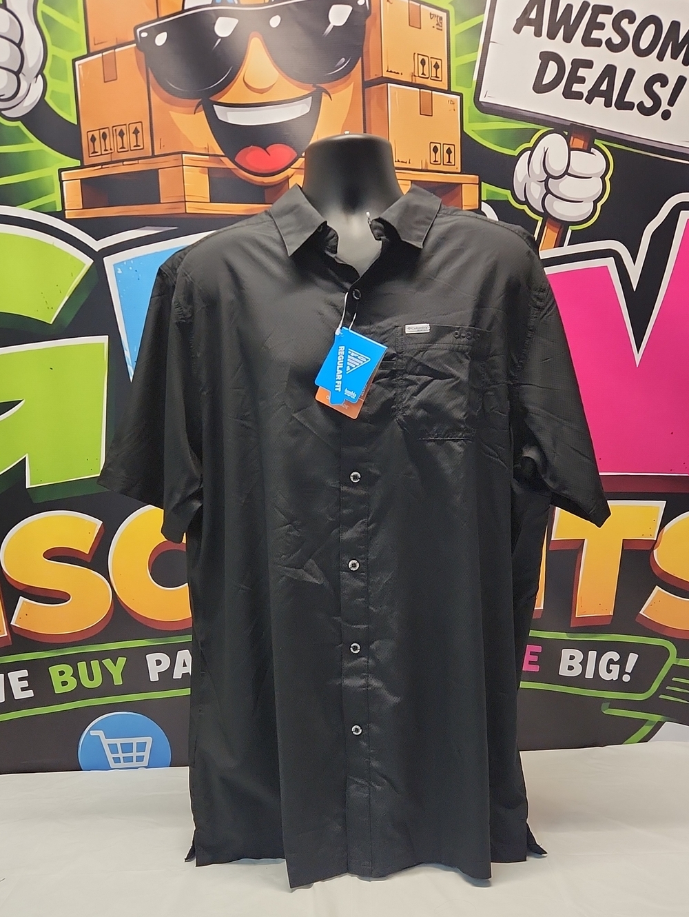 Columbia PFG Men's Slack Tide Camp Short Sleeve Shirt Black NWT X-Large